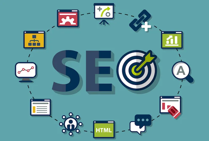 scheme with icons isolated main activities related to seo